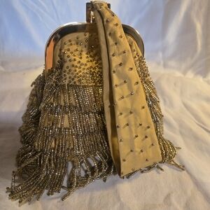 Inge Christopher Gold Beaded Evening Bag